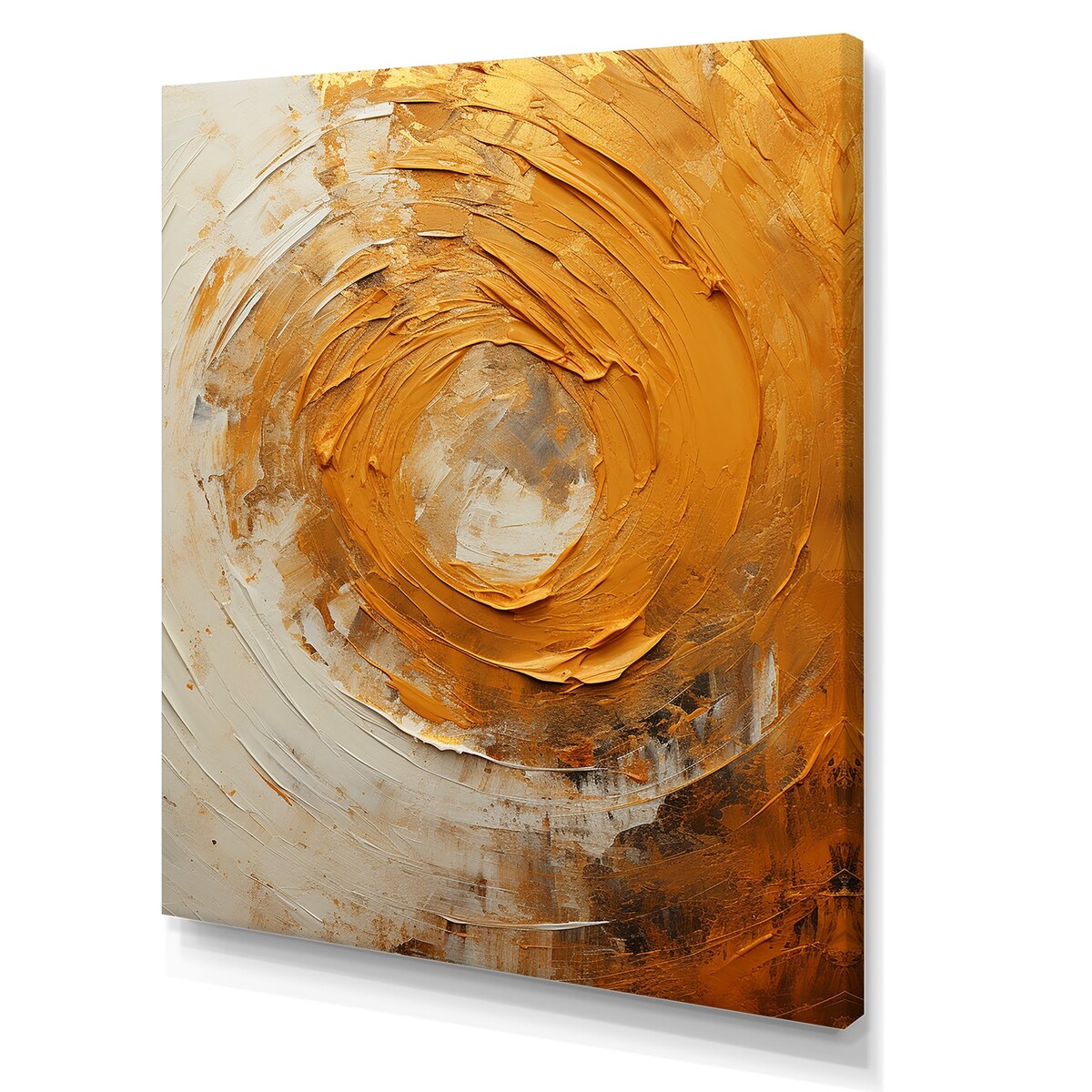 Designart "Golden Lemon Zest Spiral I" Abstract Spirals Wall Art
