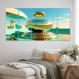 Designart "Golden Spheres Infinity II" City Multipanel Wall Art Prints
