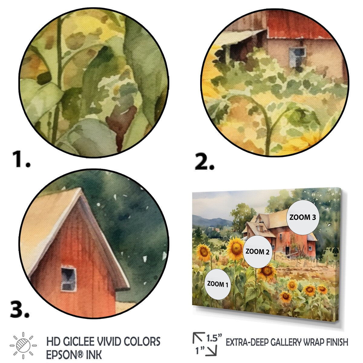 Designart "Golden Sunflower At The Farm III" Floral Metal Wall Art Set