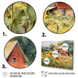 Designart "Golden Sunflower At The Farm III" Floral Metal Wall Art Set