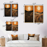 Designart "Golden Sunset In The Retro Mountain Meadows III" Meadow Wall Art Décor Gallery Set For Office Decor