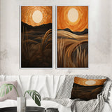 Designart "Golden Sunset In The Retro Mountain Meadows III" Meadow Wall Art Décor Gallery Set For Office Decor