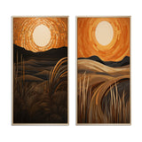 Designart "Golden Sunset In The Retro Mountain Meadows III" Meadow Wall Art Décor Gallery Set For Office Decor