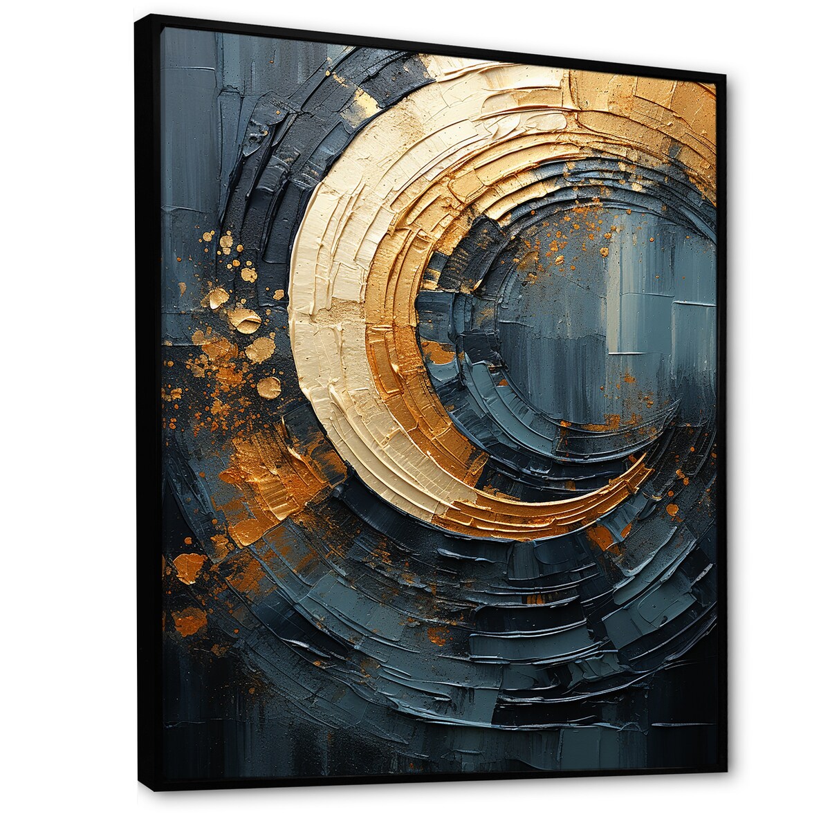 Designart "Golden Twilight Spiral I" Abstract Spirals Framed Wall Decor