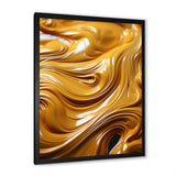 Designart "Golden Wave Ocean Of Abundance Liquid Gold" Abstract Spirals Framed Wall Art Prints