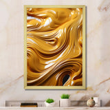 Designart "Golden Wave Ocean Of Abundance Liquid Gold" Abstract Spirals Framed Wall Art Prints