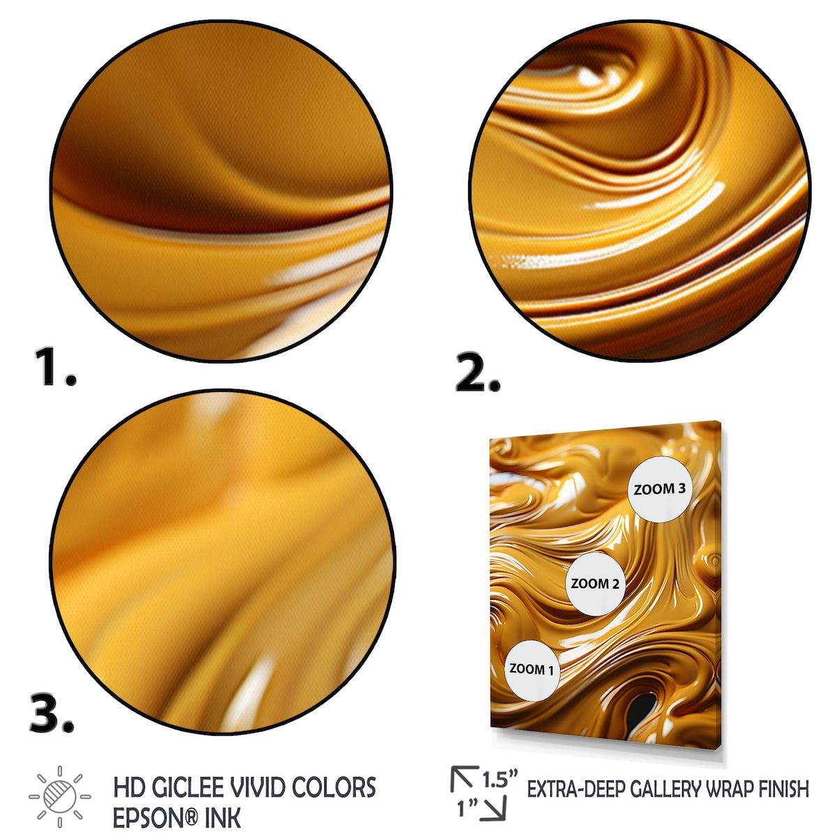 Designart "Golden Wave Ocean Of Abundance Liquid Gold" Abstract Spirals Framed Wall Art Prints