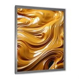 Designart "Golden Wave Ocean Of Abundance Liquid Gold" Abstract Spirals Framed Wall Art Prints