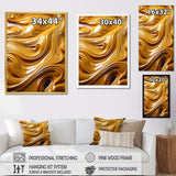 Designart "Golden Wave Ocean Of Abundance Liquid Gold" Abstract Spirals Framed Wall Art Prints
