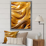 Designart "Golden Wave Ocean Of Abundance Liquid Gold" Abstract Spirals Framed Wall Art Prints