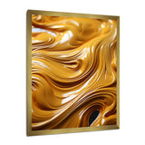 Designart "Golden Wave Ocean Of Abundance Liquid Gold" Abstract Spirals Framed Wall Art Prints