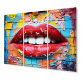 Designart "Graffiti Lips" Fashion Metal Art Print Set