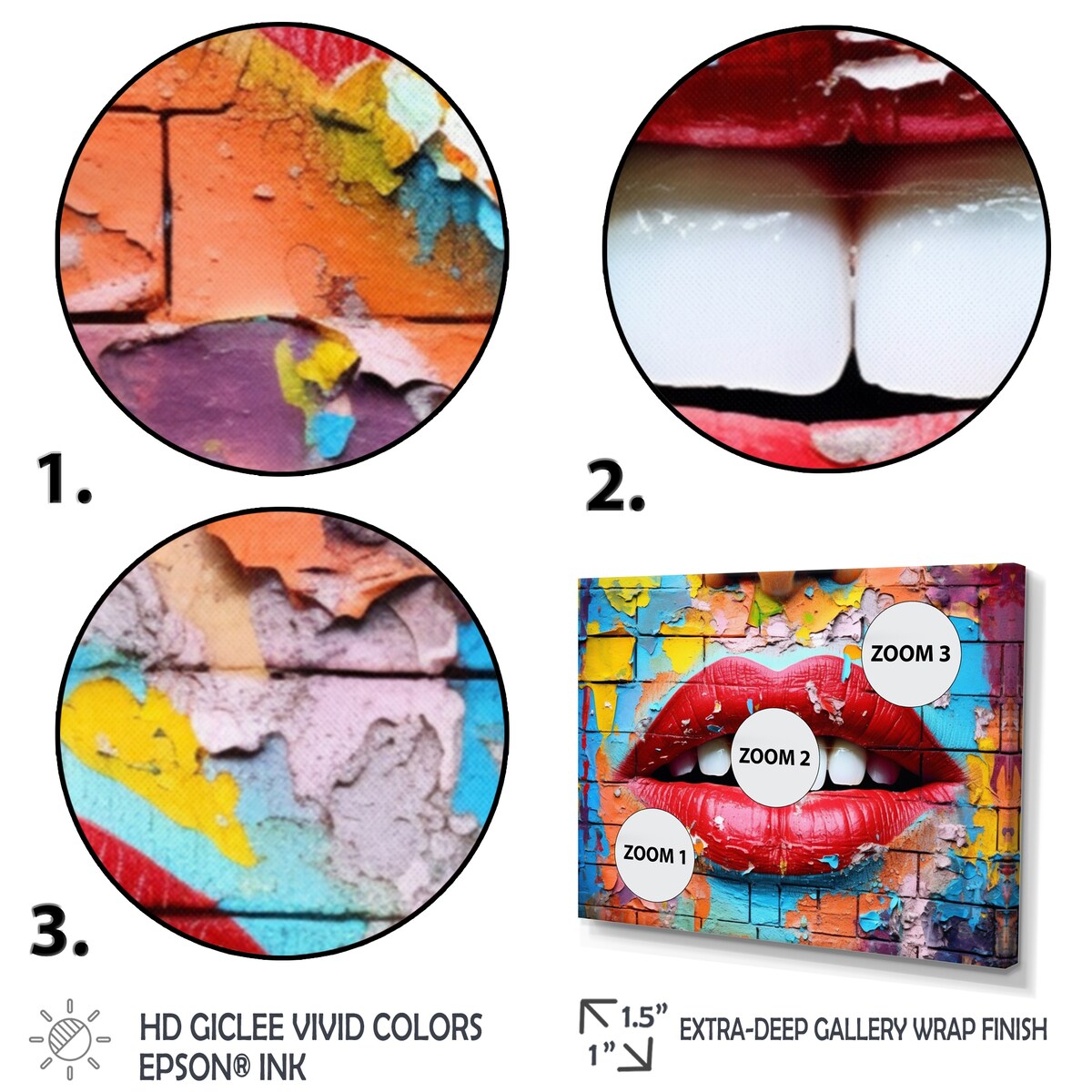 Designart "Graffiti Lips" Fashion Metal Art Print Set