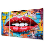 Designart "Graffiti Lips" Fashion Metal Art Print Set