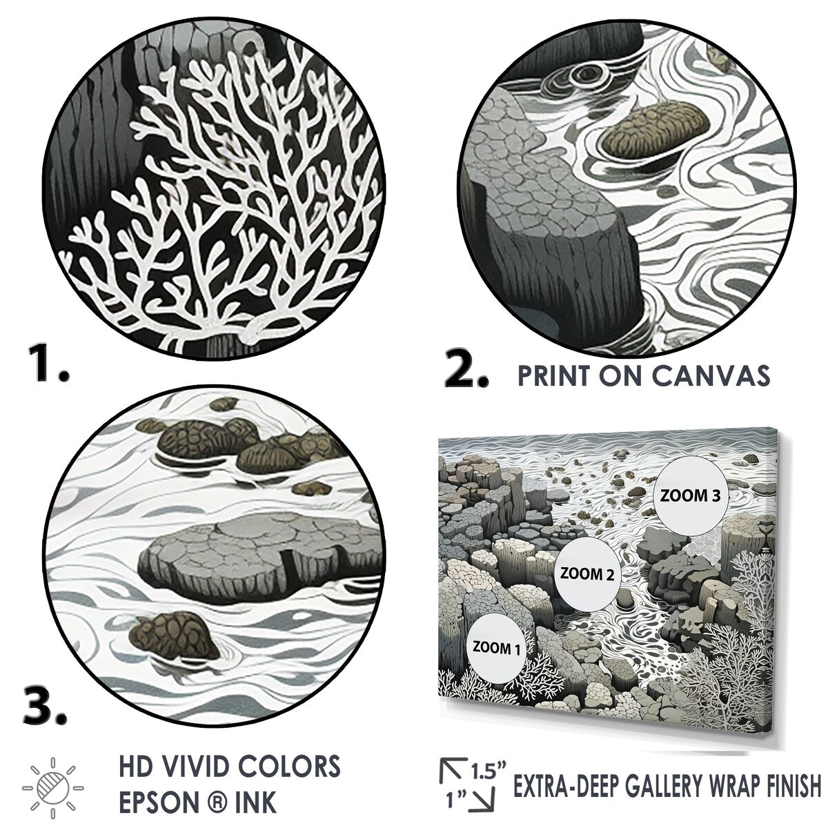 Designart "Gray Abstract Landscape III" Coastal Coral Under Water Wall Art
