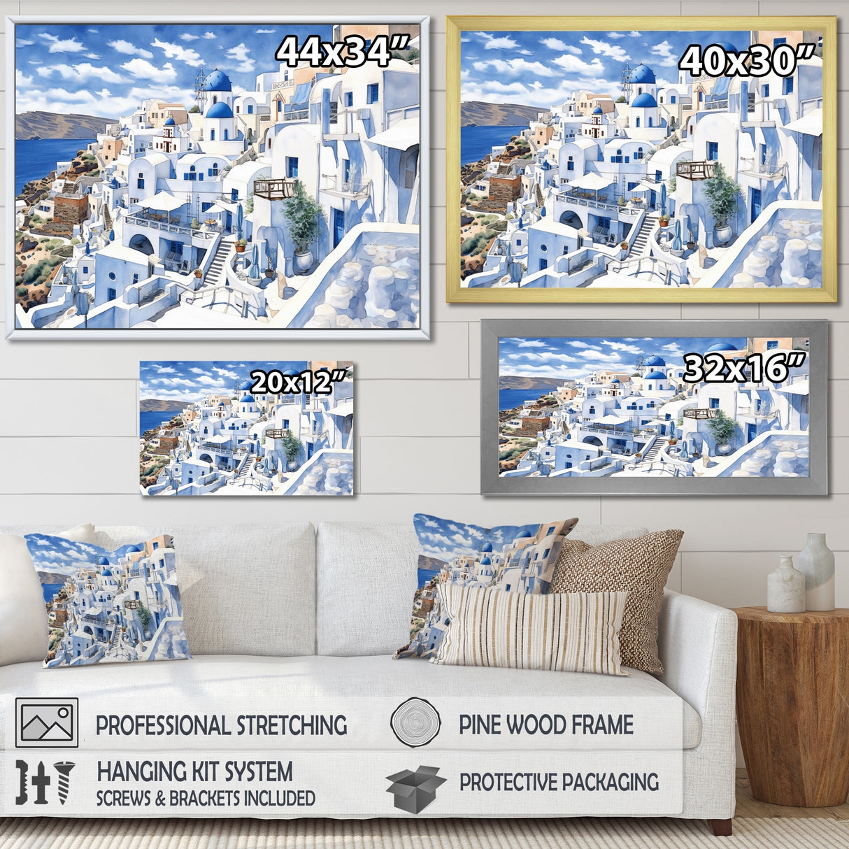 Designart "Greek Santorini Odyssey I" Greece Framed Wall Decor