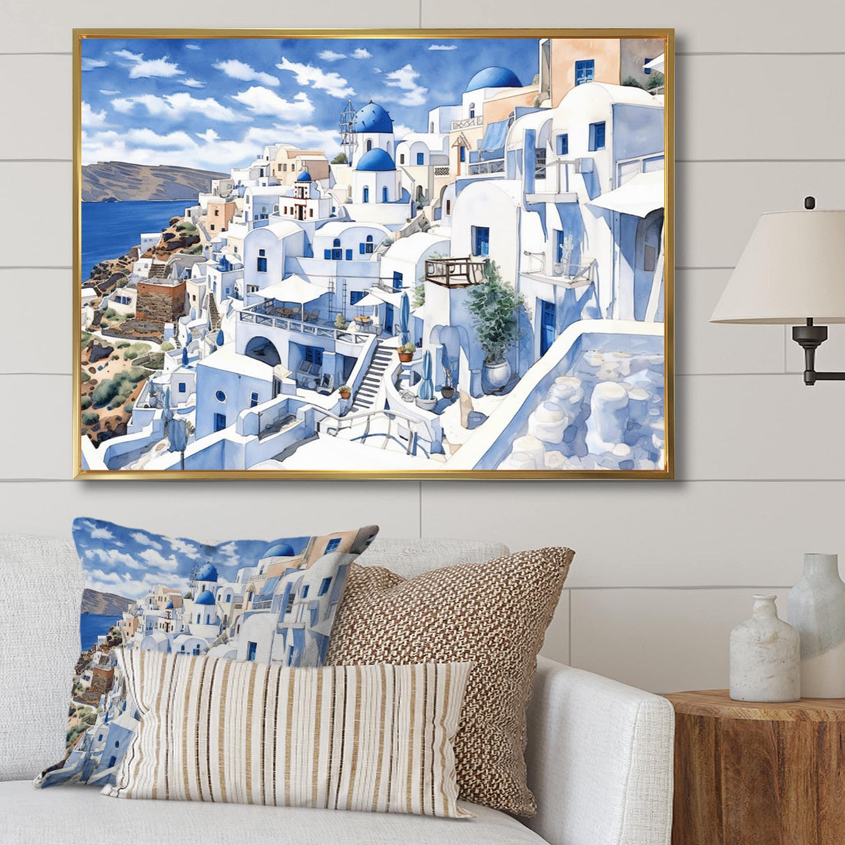 Designart "Greek Santorini Odyssey I" Greece Framed Wall Decor