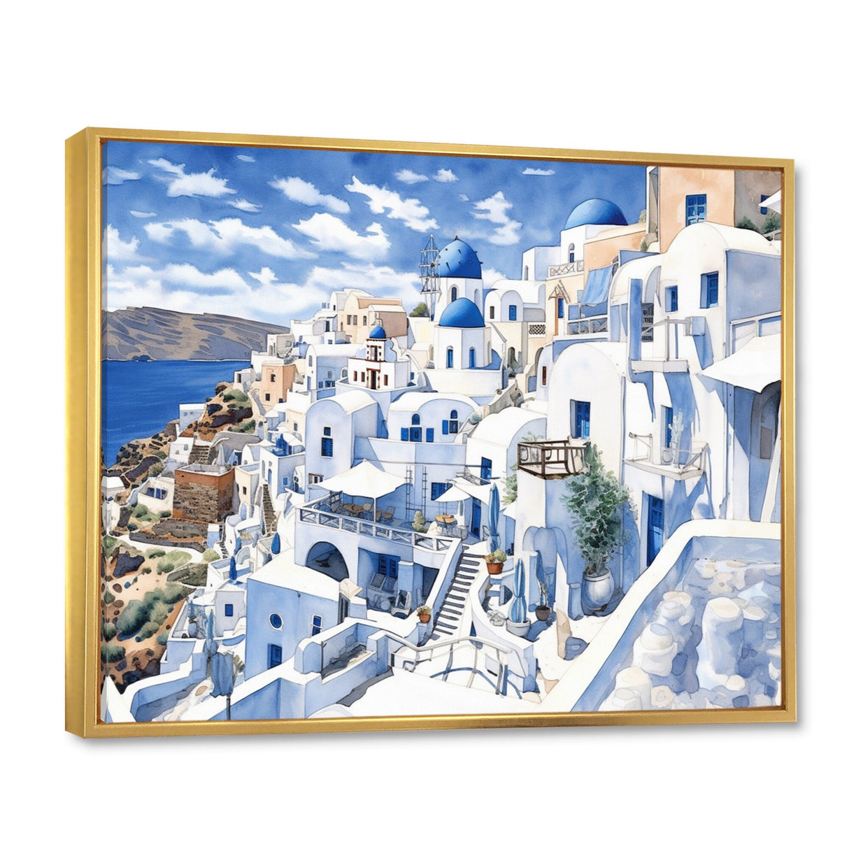 Designart "Greek Santorini Odyssey I" Greece Framed Wall Decor