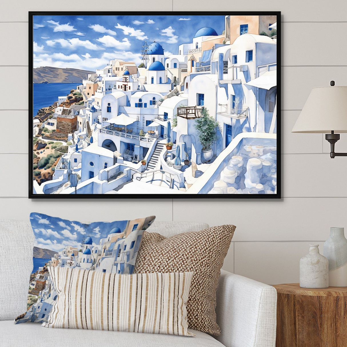 Designart "Greek Santorini Odyssey I" Greece Framed Wall Decor