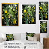 Designart "Green Abstract Maya Shapes Mask III" Abstract Modern Shapes Yellow Modern Canvas Art For Hallway Décor