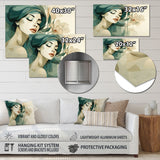 Designart "Green And Beige Woman Silhouette I" Fashion Woman Metal Wall Art Green Metal Wall Décor Glam Metal Art Work