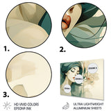 Designart "Green And Beige Woman Silhouette I" Fashion Woman Metal Wall Art Green Metal Wall Décor Glam Metal Art Work