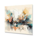 Designart "Green And Cream Abstracted Realities III" Abstract Metal Wall Art