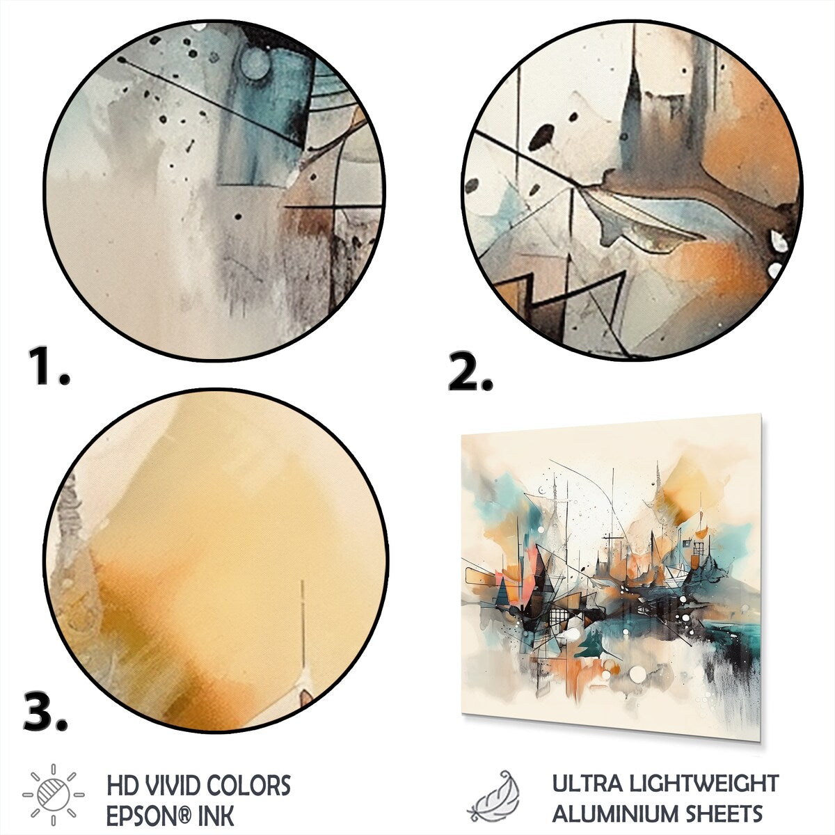Designart "Green And Cream Abstracted Realities III" Abstract Metal Wall Art