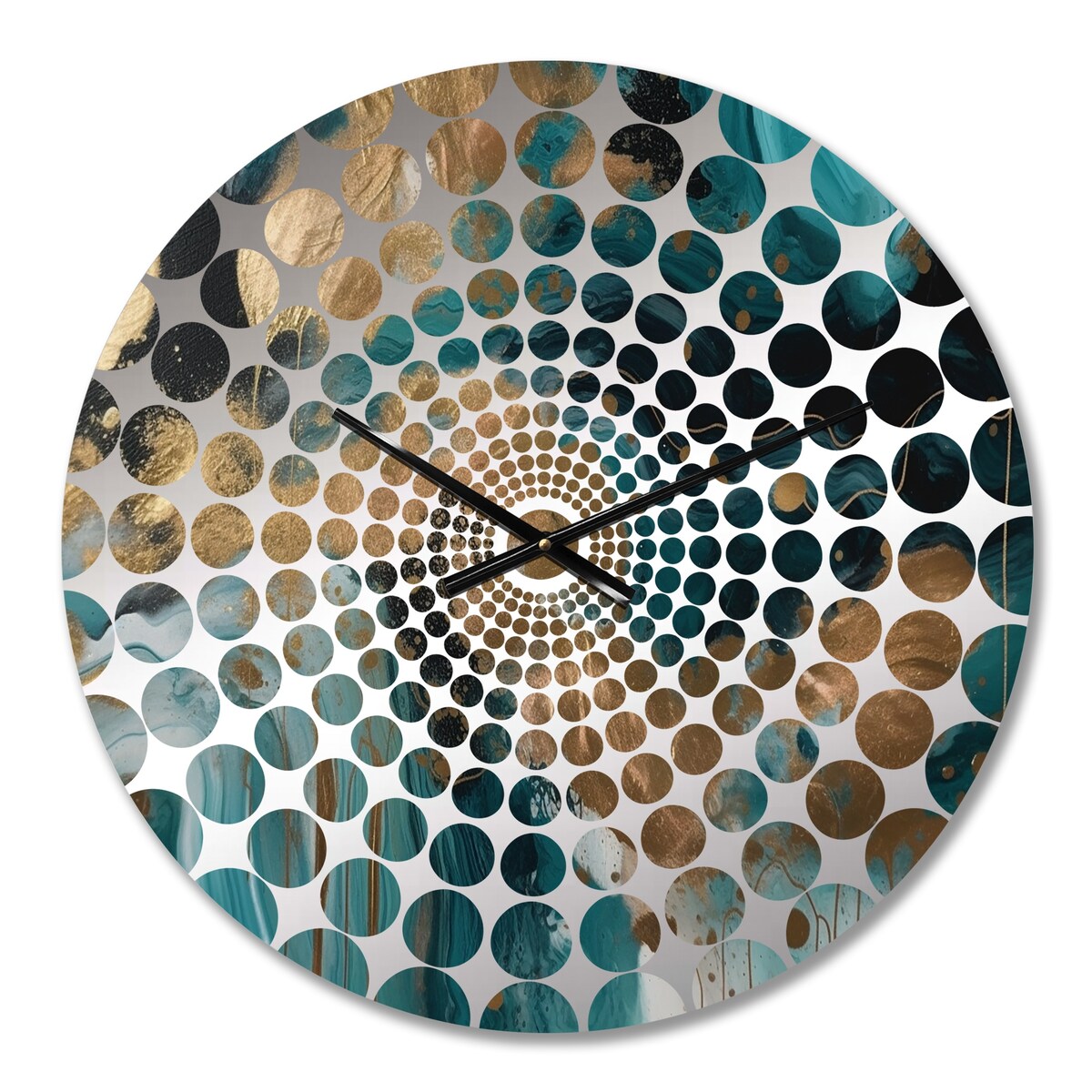 Designart "Green And Gold Mysterious Marble I" Green Abstract Marble Clocks Modern Wall Clocks For Hallway Décor