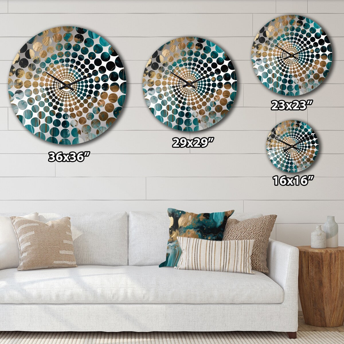 Designart "Green And Gold Mysterious Marble I" Green Abstract Marble Clocks Modern Wall Clocks For Hallway Décor