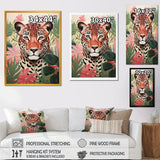 Designart "Green And Pink Leopard In Jungle III" Leopard Wall Décor Pink - Modern Print Art For Living Room