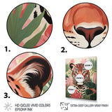 Designart "Green And Pink Leopard In Jungle III" Leopard Wall Décor Pink - Modern Print Art For Living Room