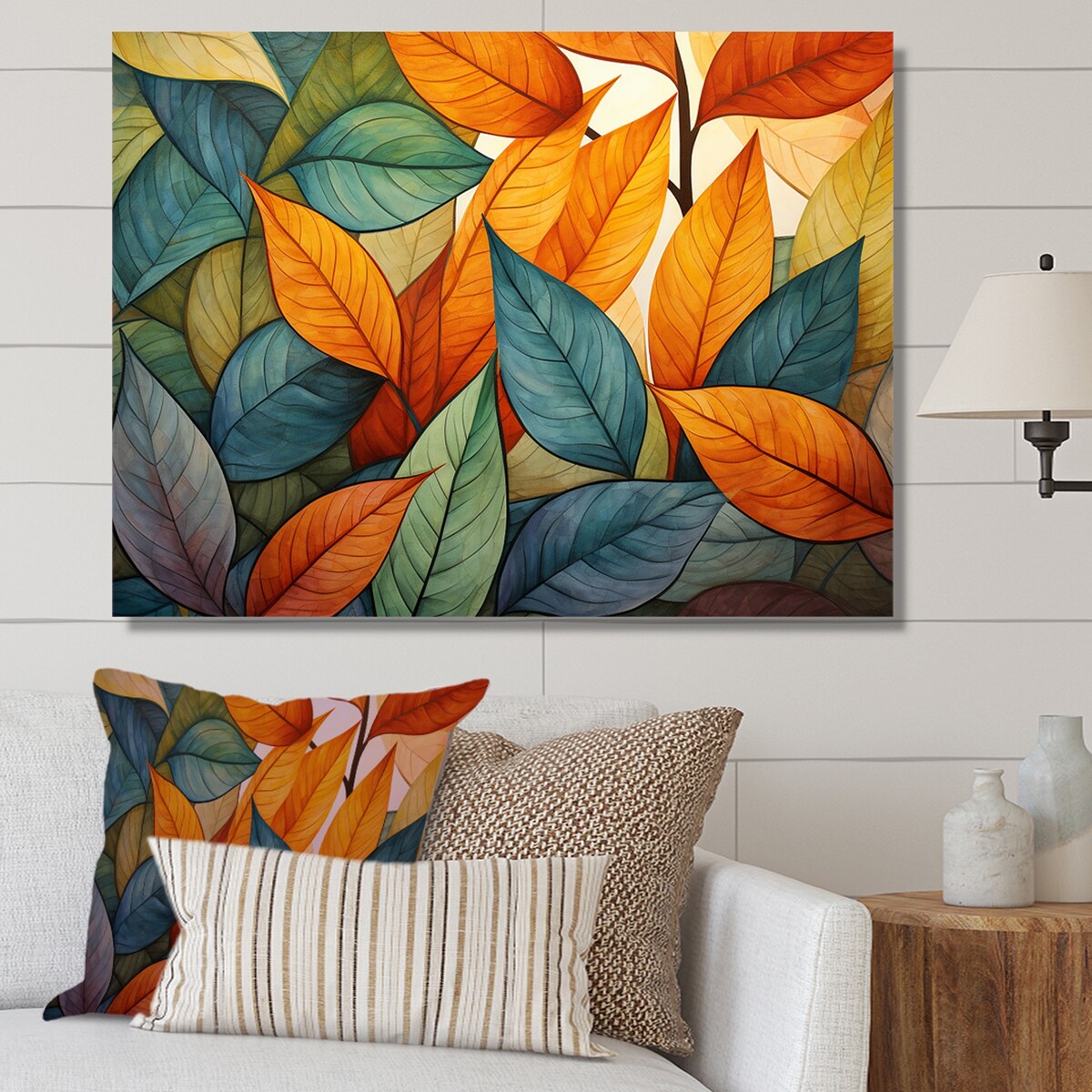Designart "Green And Yellow Leaves Tranquility I" Leaves Wall Art