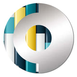 Designart "Green And Yellow Stripes Harmony" - Modern Striped, Abstract Half Circle Wall Mirror