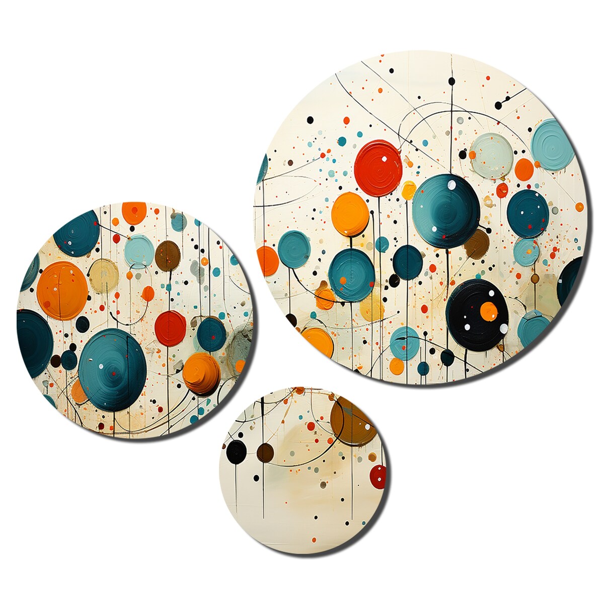 Designart "Green Beige Mid Century Abstract Retro IV" Mid-century Metal Wall Art Set