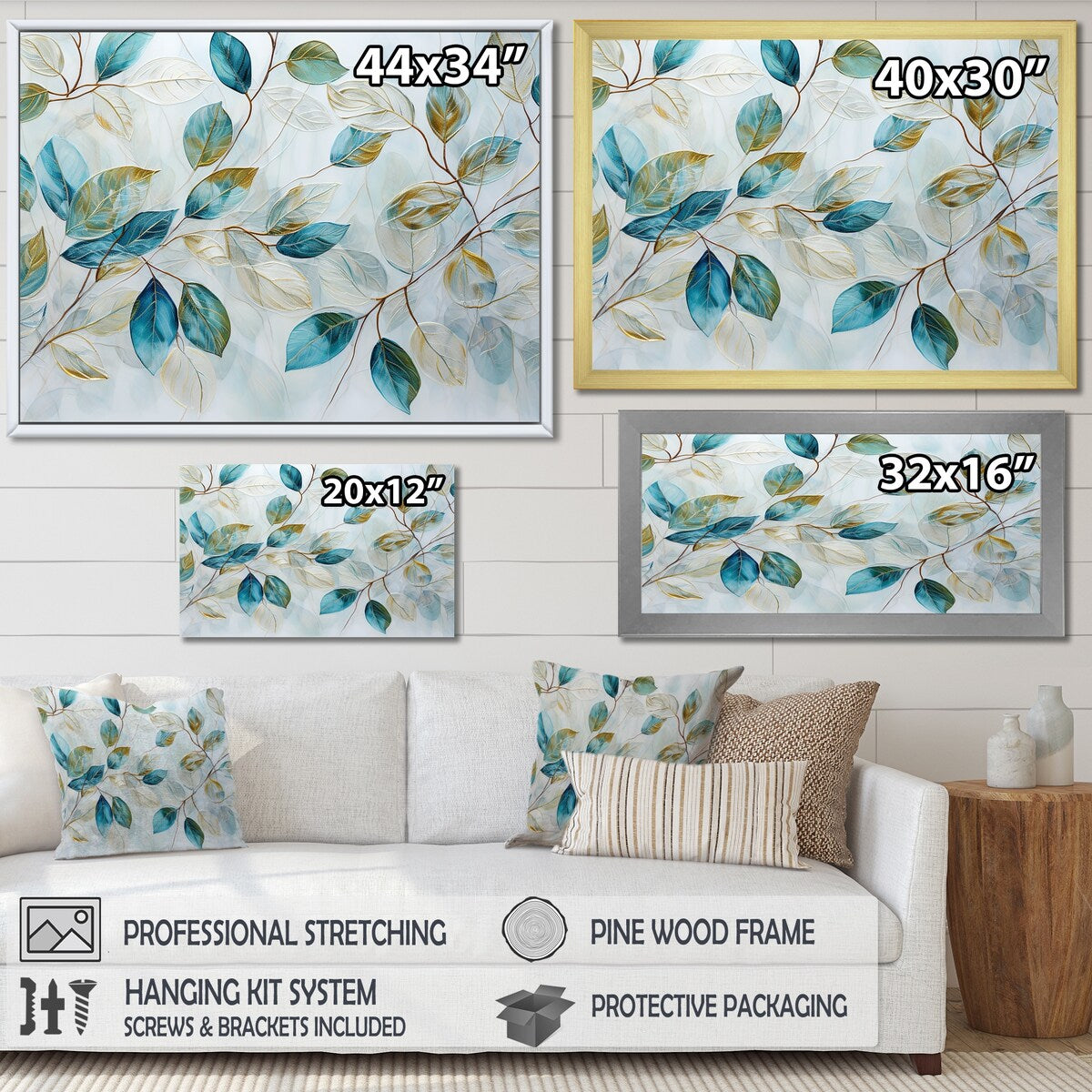 Designart "Green Leaves Charm Liquid Art " Leaves Wall Art
