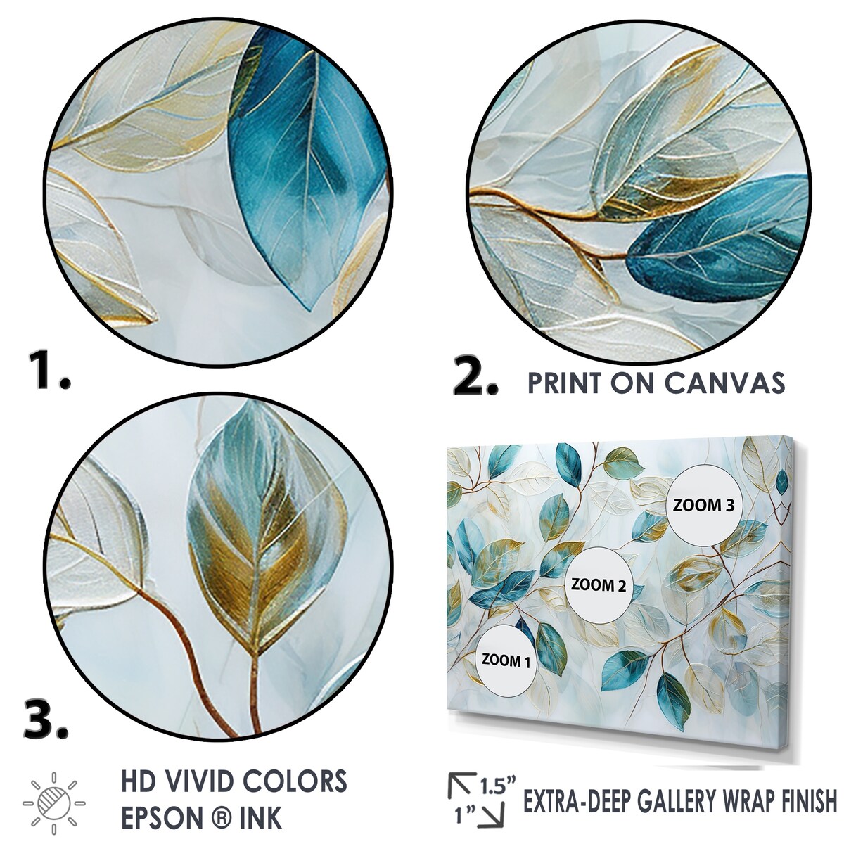 Designart "Green Leaves Charm Liquid Art " Leaves Wall Art