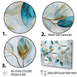 Designart "Green Leaves Charm Liquid Art " Leaves Wall Art