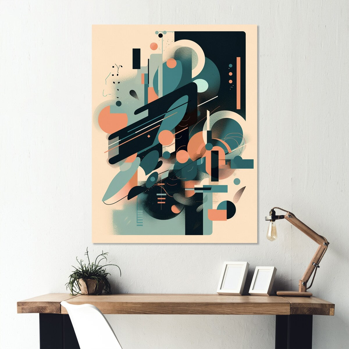 Designart "Green Peach Elegance And Curve I" Minimalism Metal Wall Art