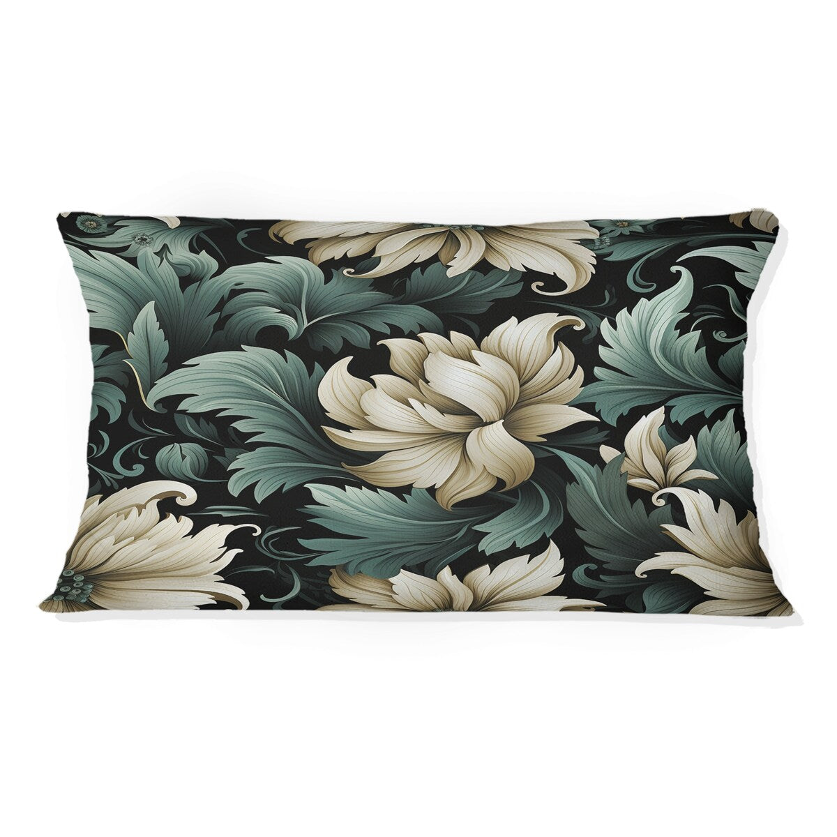 Designart "Green & Beige Initriguing Beauty Floral Pattern" Floral Printed Throw Pillow