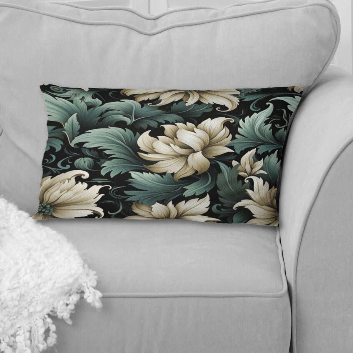 Designart "Green & Beige Initriguing Beauty Floral Pattern" Floral Printed Throw Pillow
