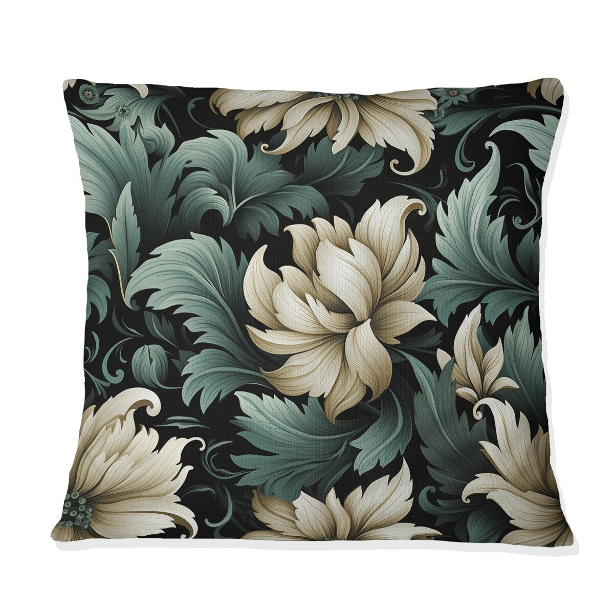 Designart "Green & Beige Initriguing Beauty Floral Pattern" Floral Printed Throw Pillow