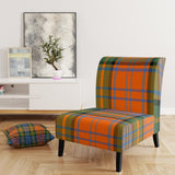 Designart "Green and Orange Checked Tartan" Upholstered Patterned Accent Chair and Arm Chair