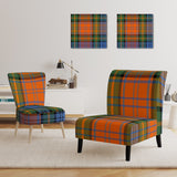Designart "Green and Orange Checked Tartan" Upholstered Patterned Accent Chair and Arm Chair