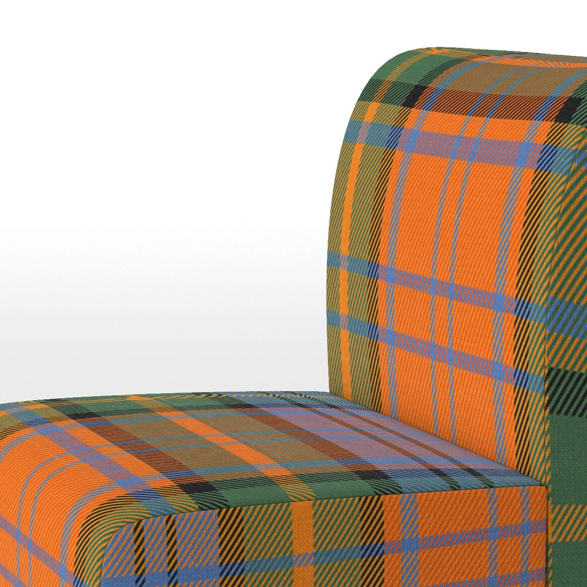 Designart "Green and Orange Checked Tartan" Upholstered Patterned Accent Chair and Arm Chair