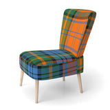Designart "Green and Orange Checked Tartan" Upholstered Patterned Accent Chair and Arm Chair