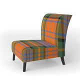 Designart "Green and Orange Checked Tartan" Upholstered Patterned Accent Chair and Arm Chair