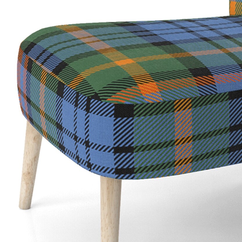 Designart "Green and Orange Checked Tartan" Upholstered Patterned Accent Chair and Arm Chair