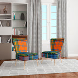 Designart "Green and Orange Checked Tartan" Upholstered Patterned Accent Chair and Arm Chair