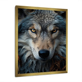Designart "Grey And White Wolf Portrait III" Animals Wolf Framed Canvas Art Print